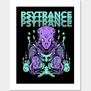 Psytrance Alien Ufo DJ Posters and Art